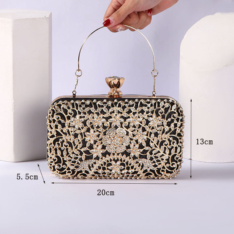 Pochette Banquet Strass Cuir PU Femme