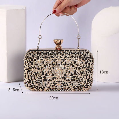 Pochette Banquet Strass Cuir PU Femme
