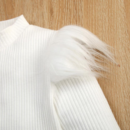 ❄️ Ensemble Douceur d’Hiver – Haut Coton & Jupe Simili Fille