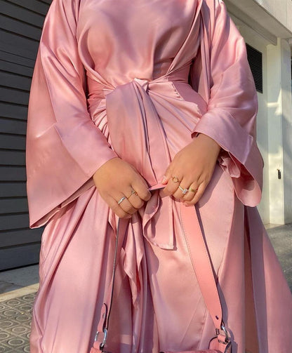 🌙 SALMA – Ensemble Modeste Élégance Satinée pour Femmes Musulmanes ✨