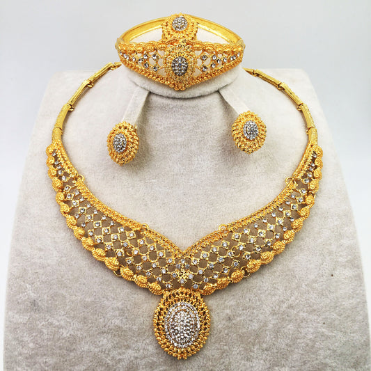 Alloy Jewelry Set Necklace Bracelet Ring Earring Four Piece Set