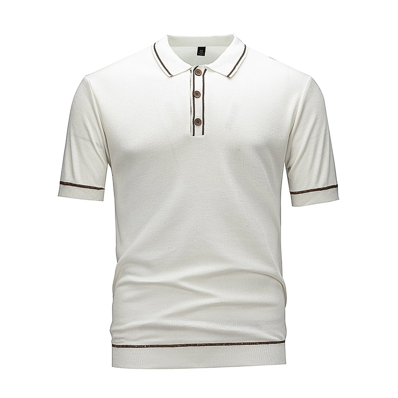 Polo Liseré Contrastant Blanc Homme