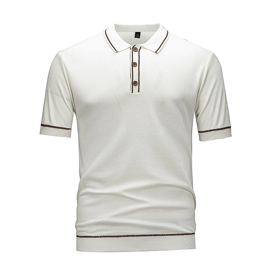 Polo Liseré Contrastant Blanc Homme