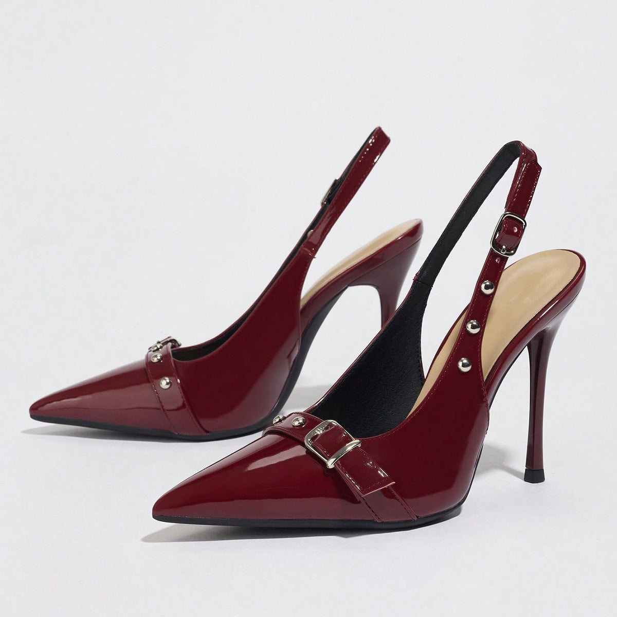 Escarpins Rivets Bout Pointu Bordeaux