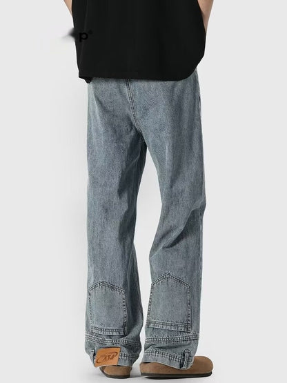 Jean Coupe Droite Style Rétro Unisexe – Tendance Streetwear Décontractée