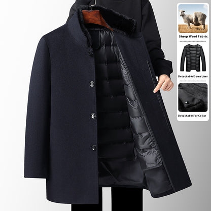 ⚫ Songo – Manteau Laine Homme à Doublure Amovible
