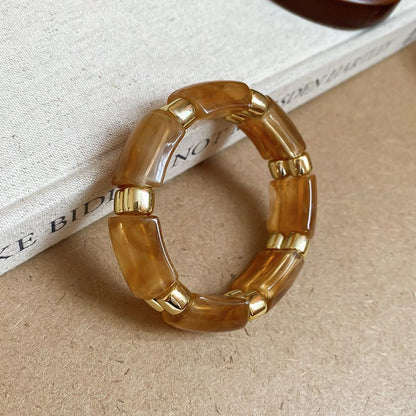 Amber Bracelet Résine Large Bord Irrégulier Tan