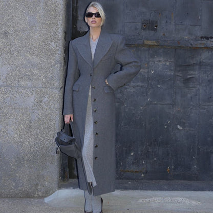 Elina – Manteau Long Boutonné Double‑Breasté ✨🧥