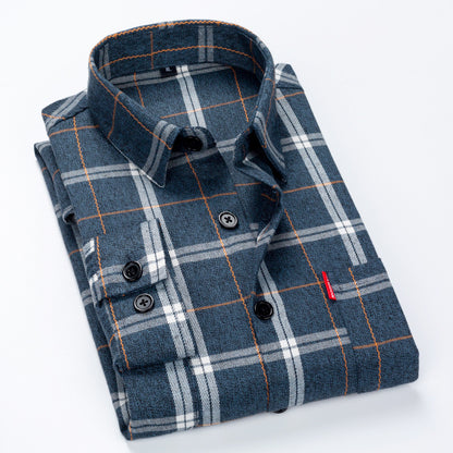 Men's Brushed Plaid Long Sleeve Shirt