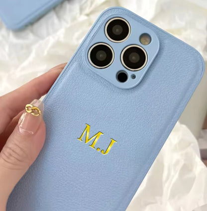 Niani – Coque Luxe Personnalisée en Similicuir avec Nom Doré ✨ (iPhone )