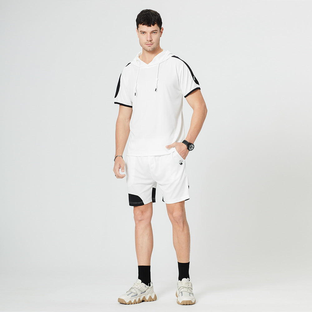 Hooded Color Matching Suit Men's Casual Sports