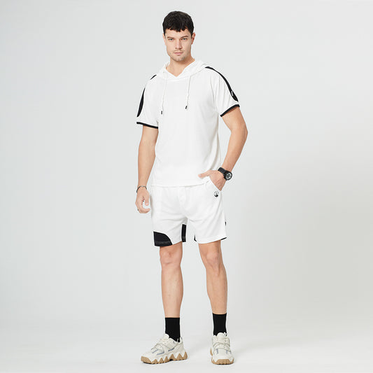 Hooded Color Matching Suit Men's Casual Sports