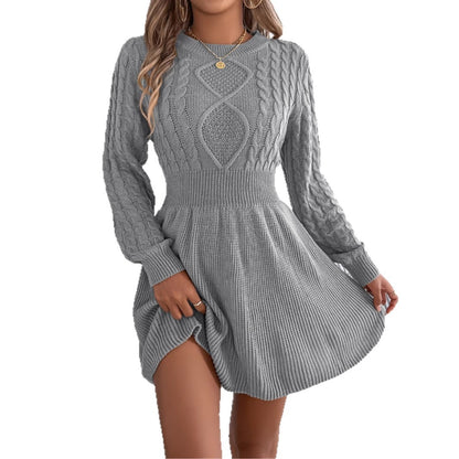 ✨ Ayomide – Robe Pull Longue à Taille Cintrée et Manches Lanternes