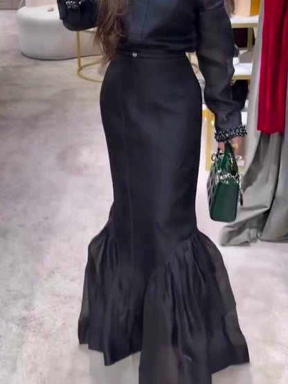 Jupe Sirène Organza Structurée Noire