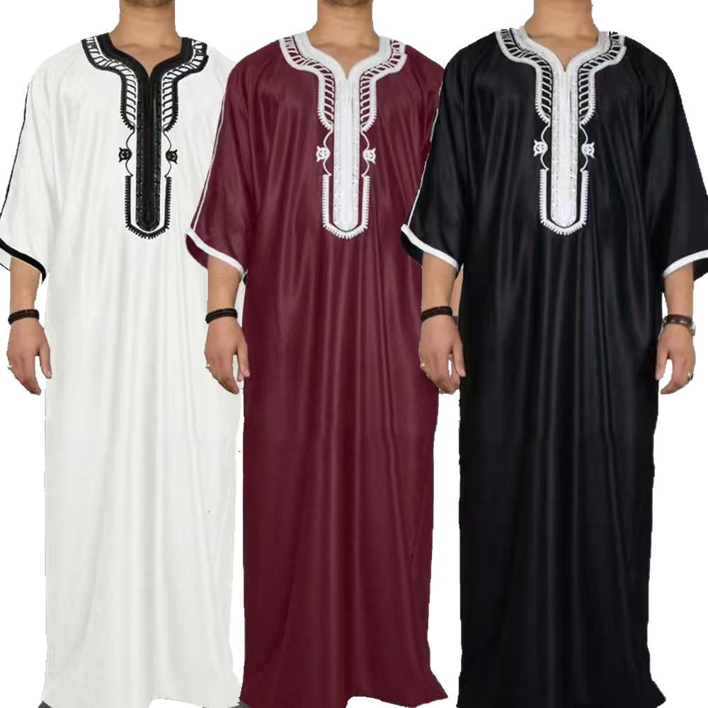 Jellaba Homme Brodée Col V – Coupe Ample