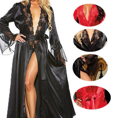 👑 Robe de Nuit SELENA — Élégance Ice Silk et Mesh