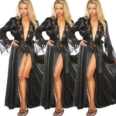 👑 Robe de Nuit SELENA — Élégance Ice Silk et Mesh