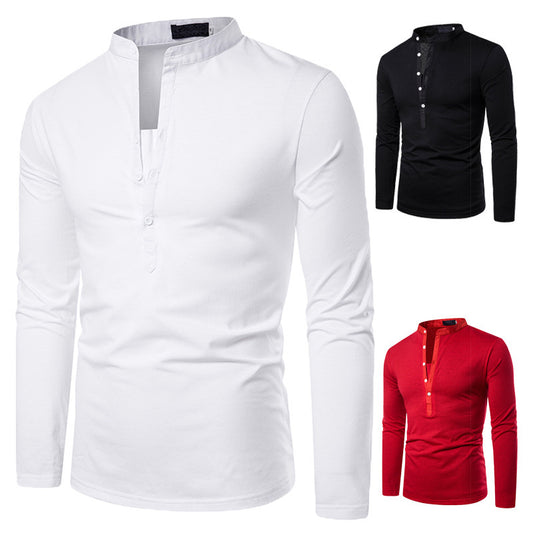 👔 Chemise Slim Homme à Col Montant – Élégance Casual Assurée