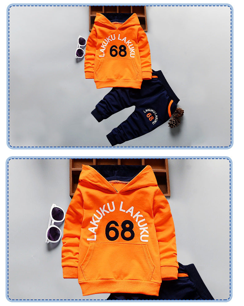 Spring Boy Foreign Trade 68 Digital Suit Long-Sleeved One-Piece Delivery Factory