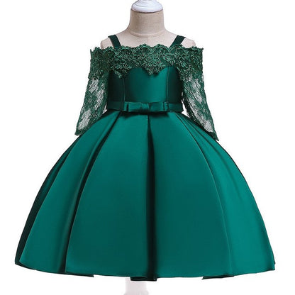 🌷 Robe Fille Dentelle Élégante – Couleurs Douces & Festives
