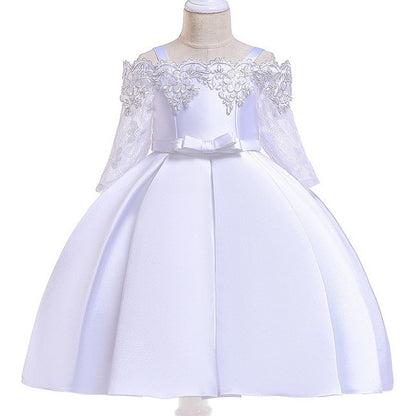 🌷 Robe Fille Dentelle Élégante – Couleurs Douces & Festives