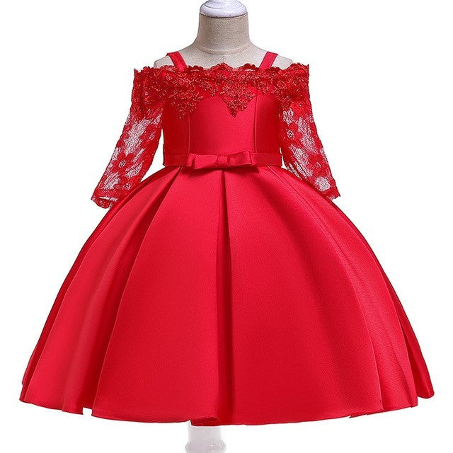🌷 Robe Fille Dentelle Élégante – Couleurs Douces & Festives