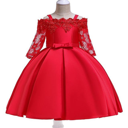 🌷 Robe Fille Dentelle Élégante – Couleurs Douces & Festives