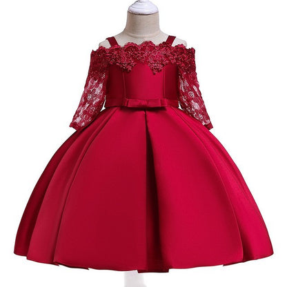 🌷 Robe Fille Dentelle Élégante – Couleurs Douces & Festives