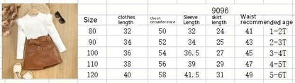 ❄️ Ensemble Douceur d’Hiver – Haut Coton & Jupe Simili Fille