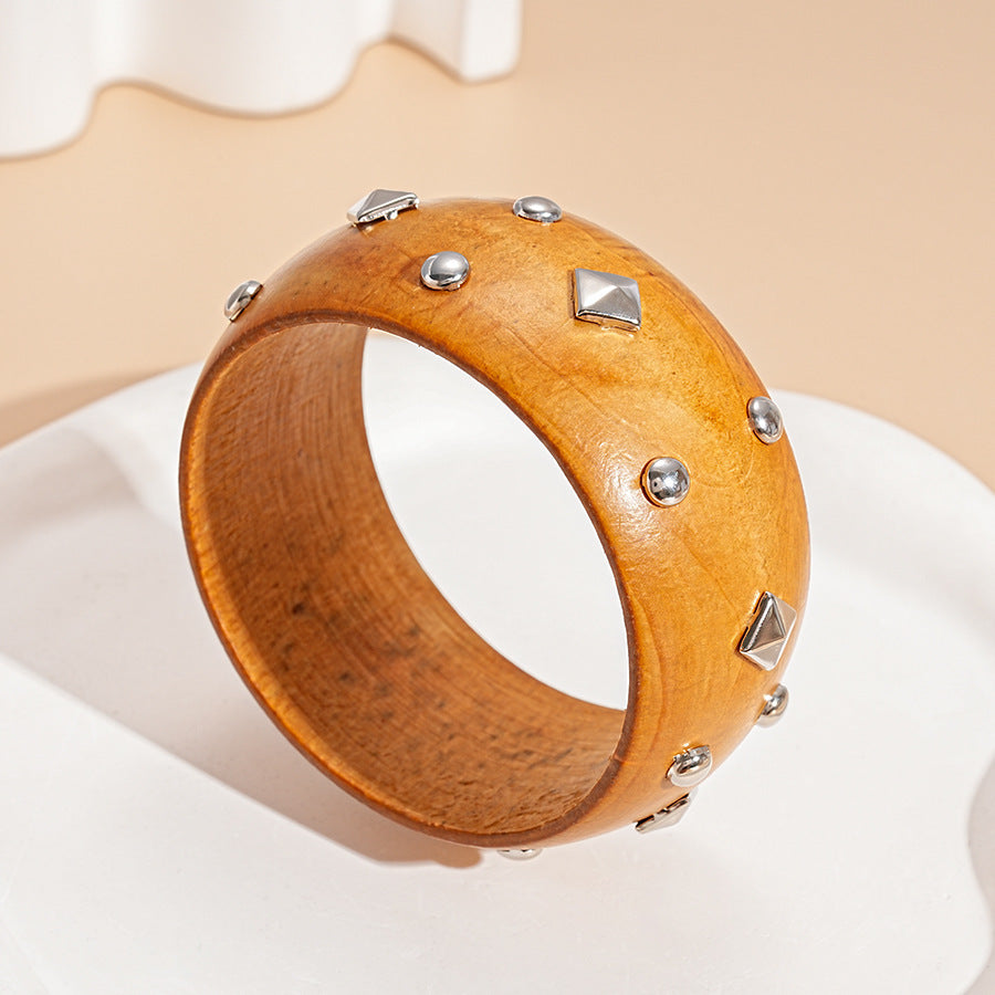 Amber Bracelet Résine Large Bord Irrégulier Tan