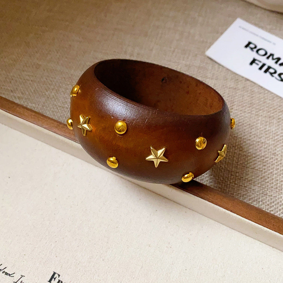 Amber Bracelet Résine Large Bord Irrégulier Tan