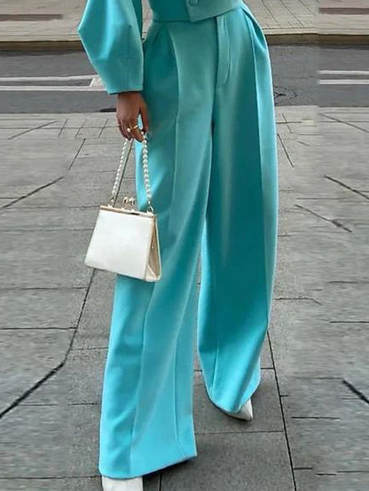 Ensemble Veste Courte Colé Pantalon Taille Haute Femme