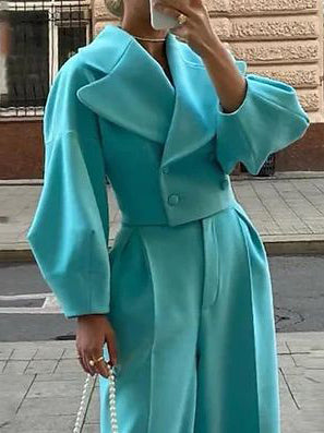 Ensemble Veste Courte Colé Pantalon Taille Haute Femme