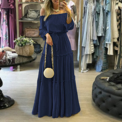 Maya Chic – Robe Épaules Dénudées Ceinturée