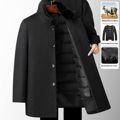 ⚫ Songo – Manteau Laine Homme à Doublure Amovible