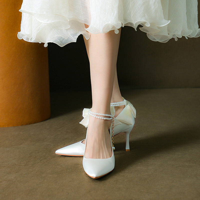 Escarpins Satin Perles Bride