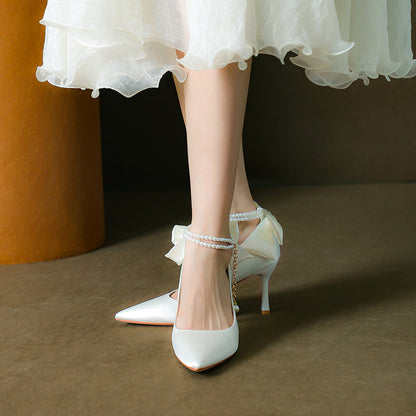 Escarpins Satin Perles Bride