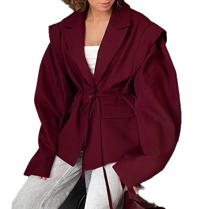 🖤 Sadia – Manteau Léger à Lacets et Col V