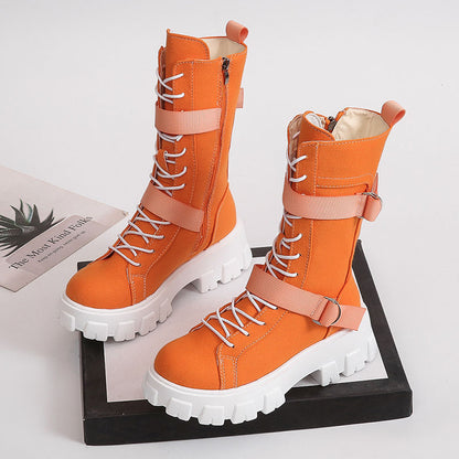 Sokeina – Bottines Montantes à Semelle Compensée Casual