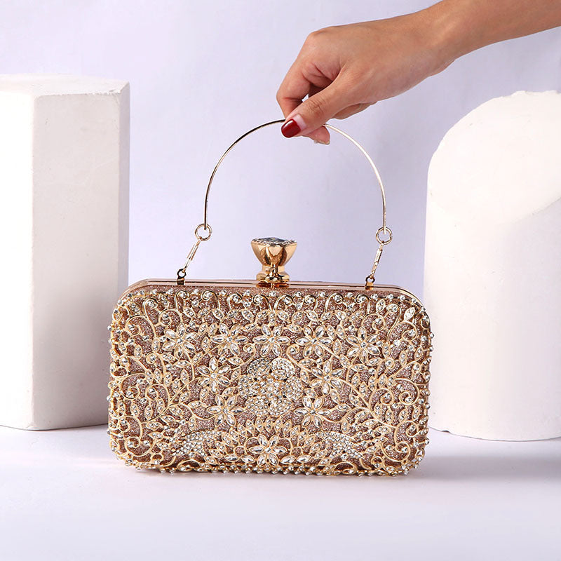 Pochette Banquet Strass Cuir PU Femme