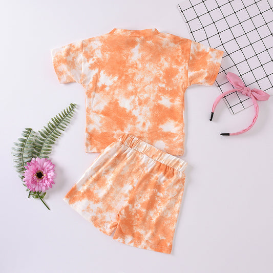 Children's Tie-dye Short-sleeved Shorts Suit