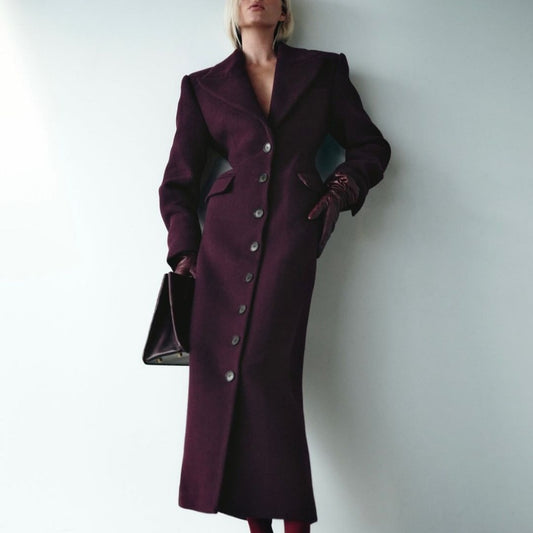 Elina – Manteau Long Boutonné Double‑Breasté ✨🧥