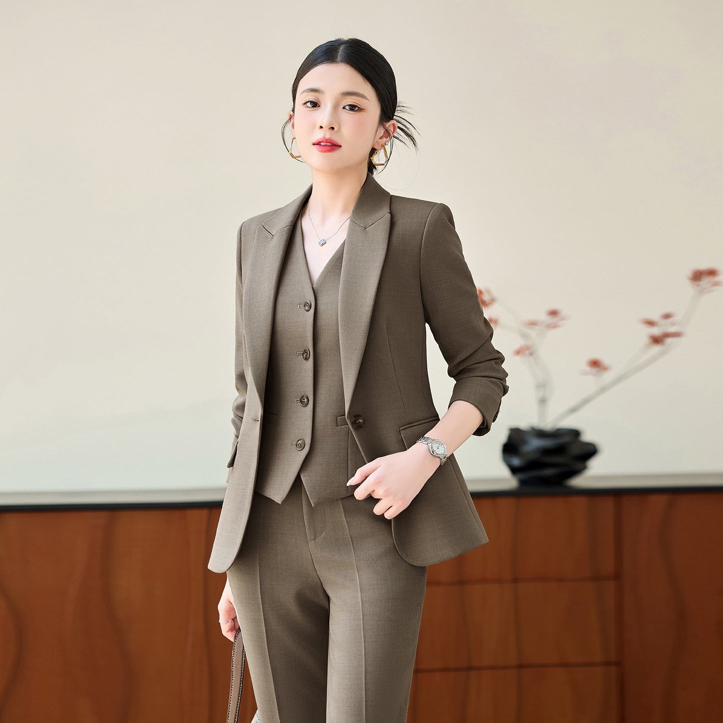 Tailleur Bureau Gilet Pantalon Court