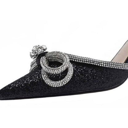 Sandales Strass Nœud Satin Bride Arrière