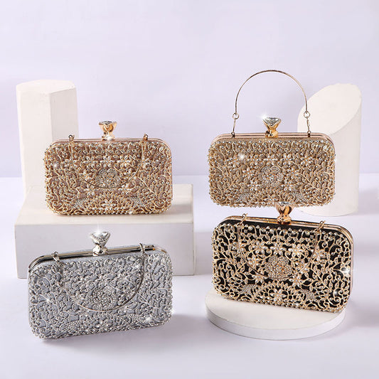 Pochette Banquet Strass Cuir PU Femme