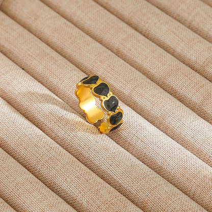 Personalized Stainless Steel Ring With Color-retaining Diamond Inlay