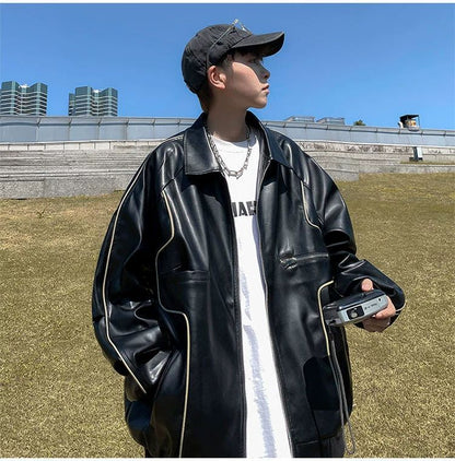 🧥Badji – Manteau en Similicuir Printemps et Automne pour Homme