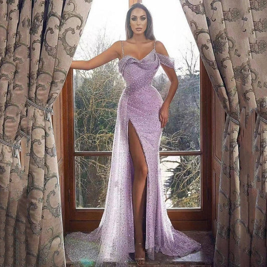 💜 Robe "Neema" — Glamour Violet & Fente Audacieuse