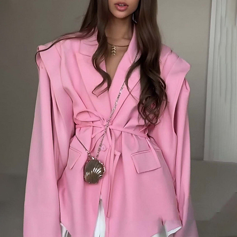 🖤 Sadia – Manteau Léger à Lacets et Col V