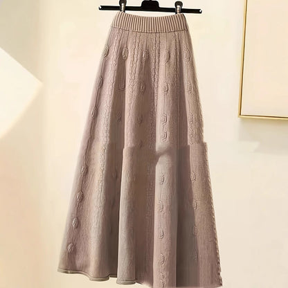 Axelila – Ensemble Élégant Col Polo et Jupe Laineuse Contrastée